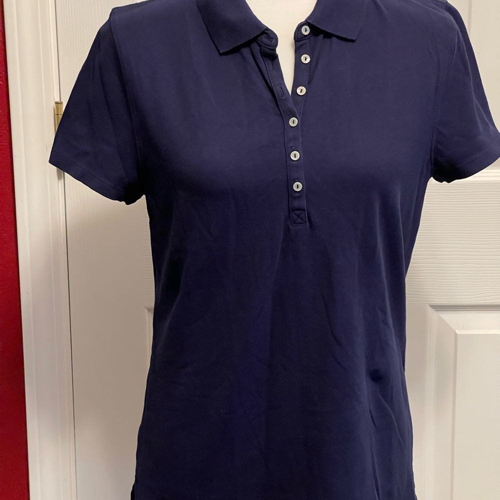 St. John's Bay Blue Fitted Button Down Polo